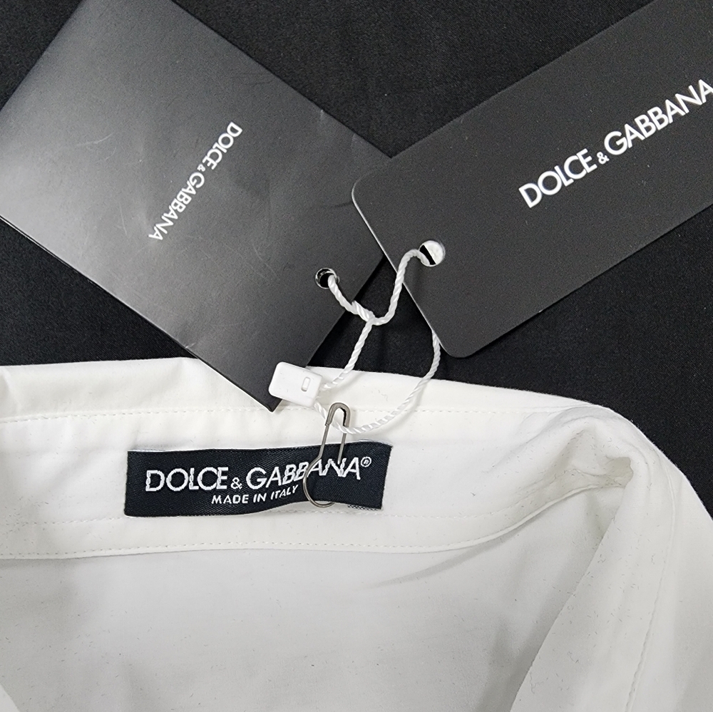 Dolce & Gabbana White Cotton Collared Long Sleeves Shirt Top - Picture 8 of 10